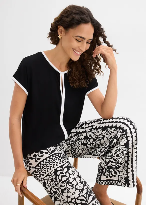 T-shirt avec passepoil, bonprix