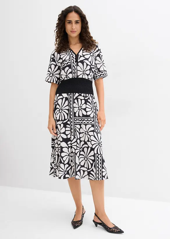 Robe midi avec d&eacute;collet&eacute; plongeant, bonprix
