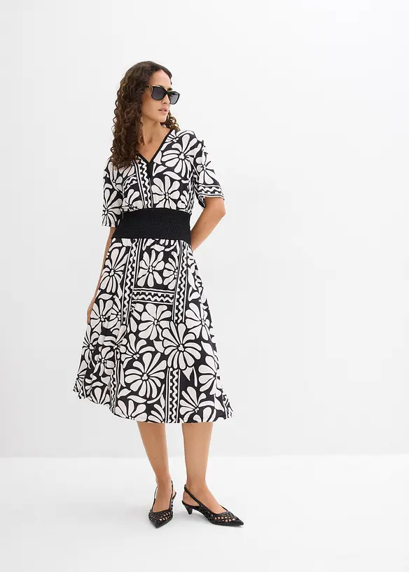 Robe midi avec d&eacute;collet&eacute; plongeant, bonprix
