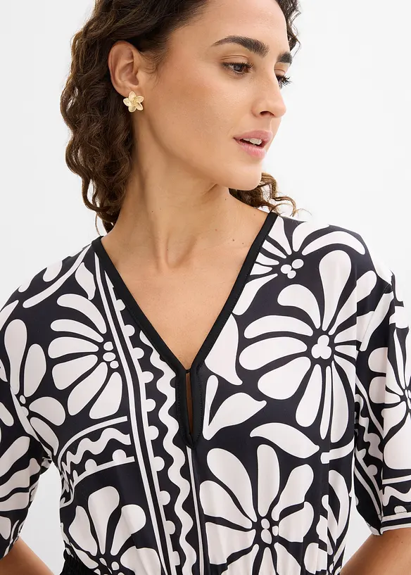 Robe midi avec d&eacute;collet&eacute; plongeant, bonprix