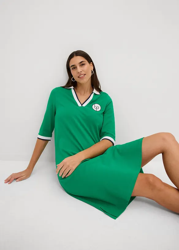 Knieumspielendes Frottee-Kleid mit Polokragen, bonprix