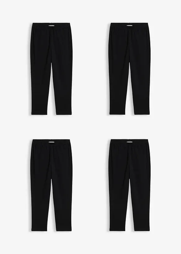 Lot de 4 leggings corsaire en coton extensible, bonprix