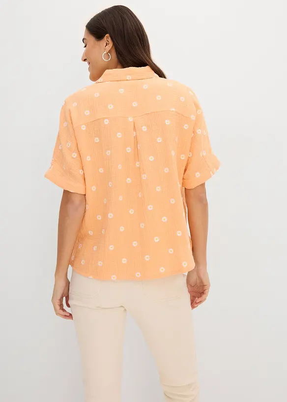 Blouse manches courtes en gaze de coton a&eacute;rien, bonprix