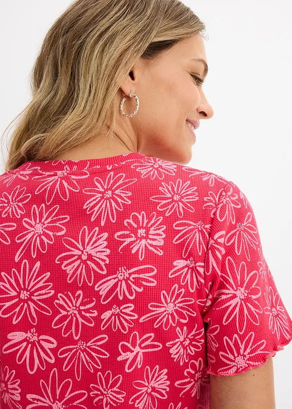 T-shirt court en coton m&eacute;lang&eacute;, bonprix