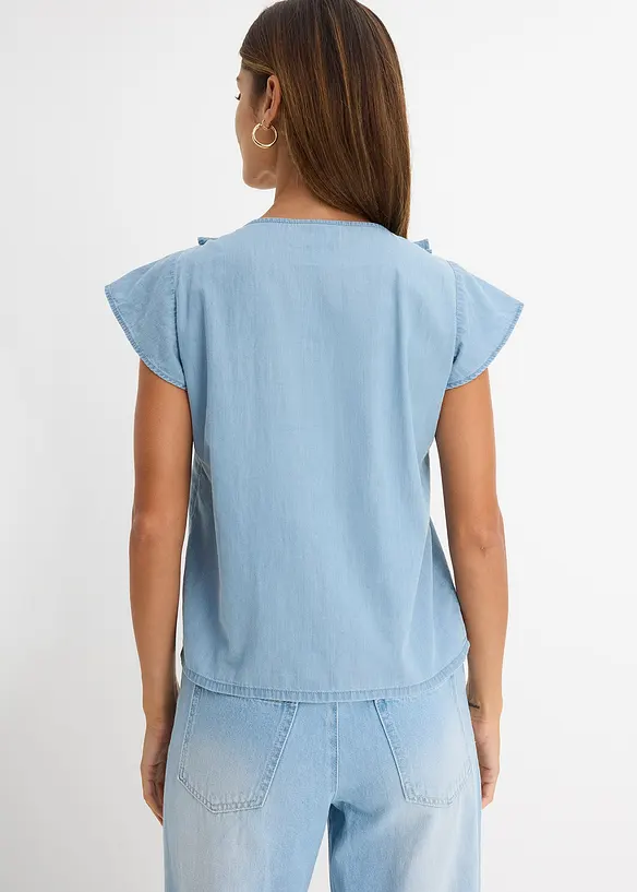 Jeans-Blusentop aus Bio-Baumwolle, bonprix