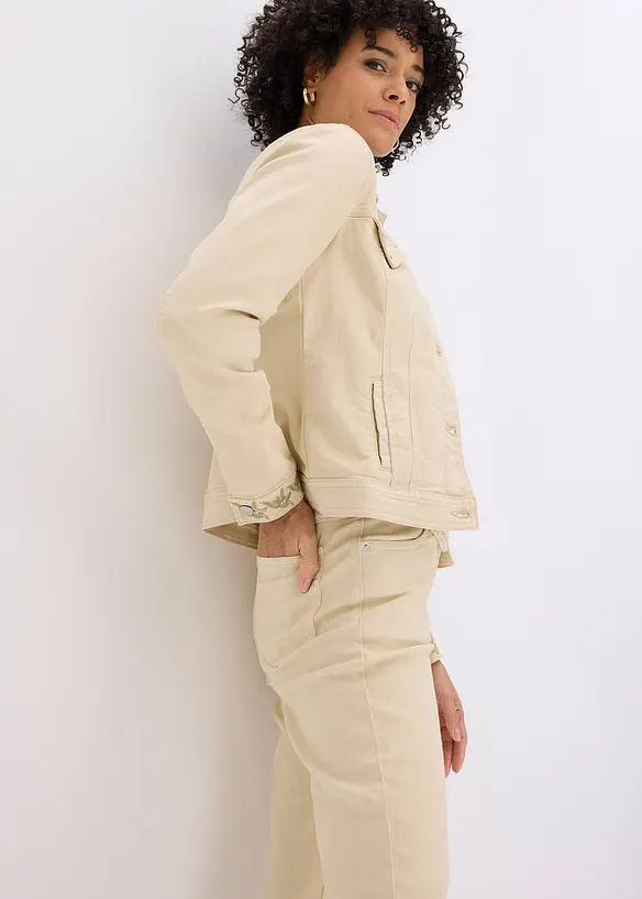 Veste en twill brod&eacute;e, bonprix