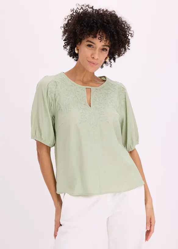 Tunikabluse mit Stickerei, leicht transparent, bonprix