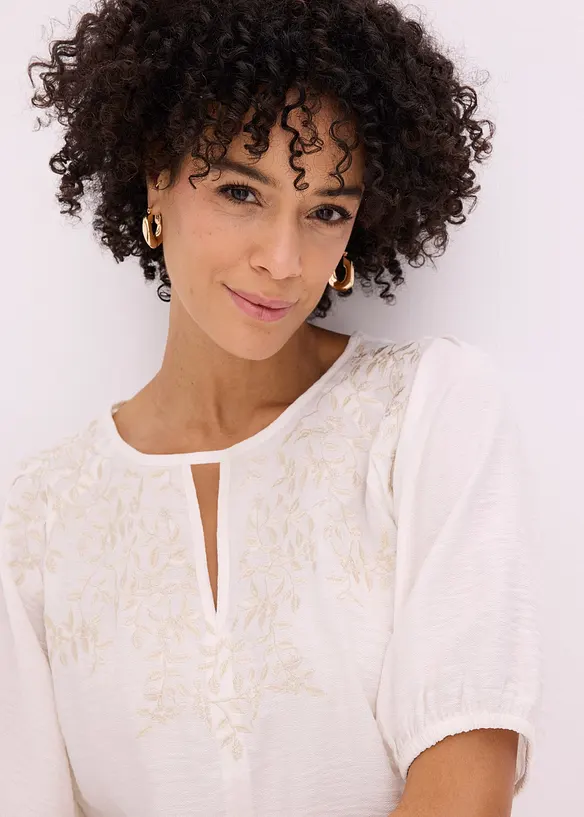 Tunikabluse mit Stickerei, leicht transparent, bonprix