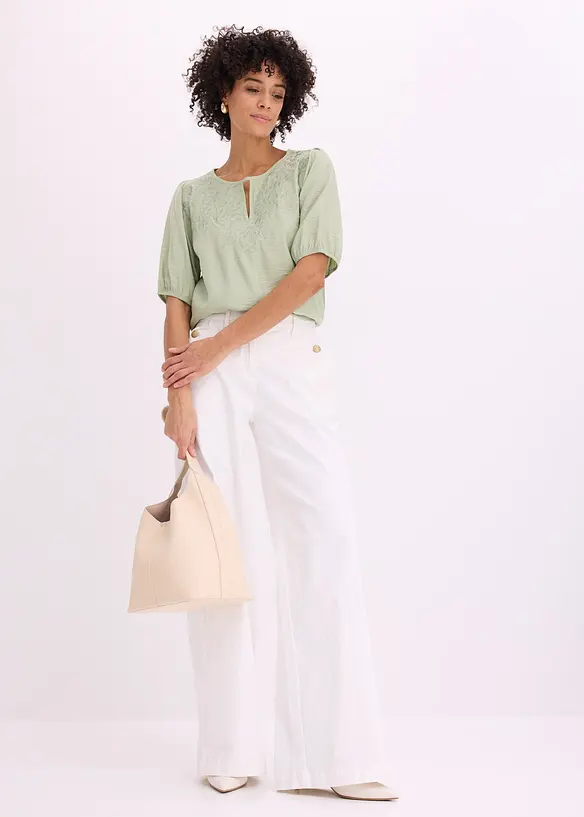 Tunikabluse mit Stickerei, leicht transparent, bonprix