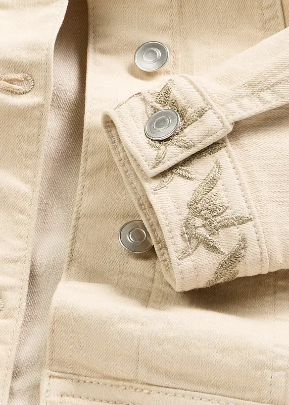 Veste en twill brod&eacute;e, bonprix