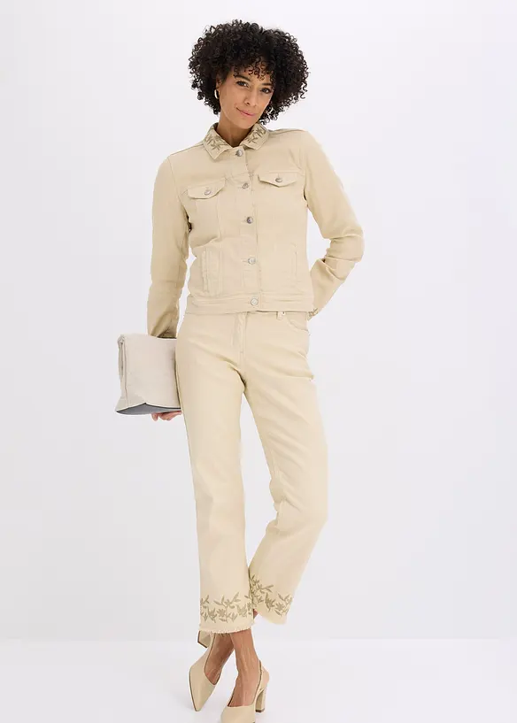 Veste en twill brod&eacute;e, bonprix