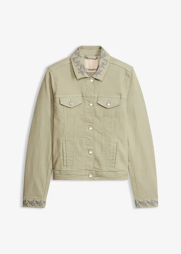 Veste en twill brod&eacute;e, bonprix