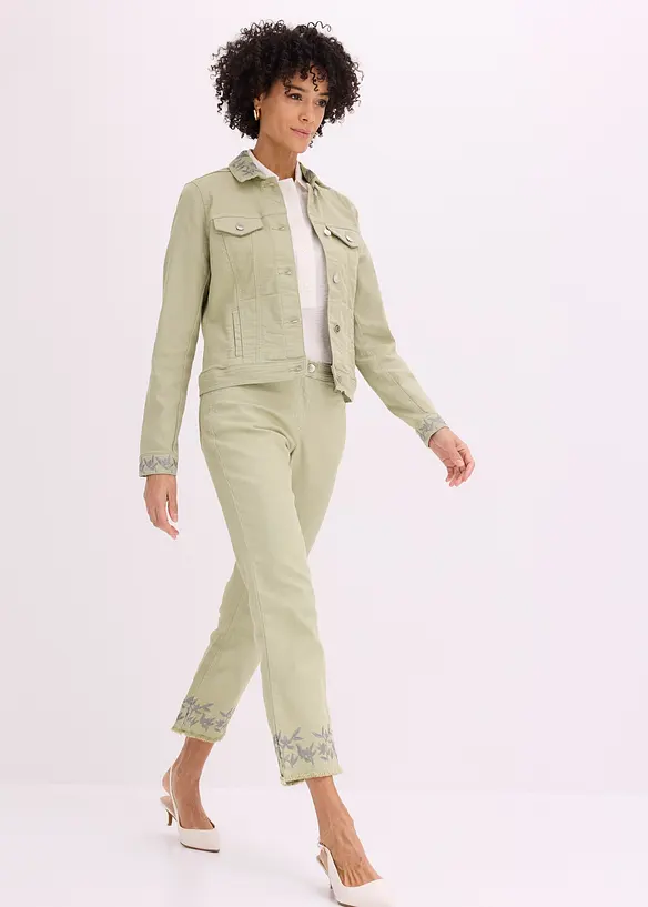 Veste en twill brod&eacute;e, bonprix