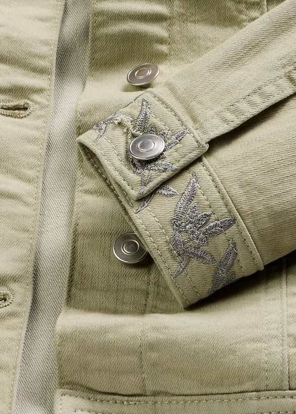 Veste en twill brod&eacute;e, bonprix