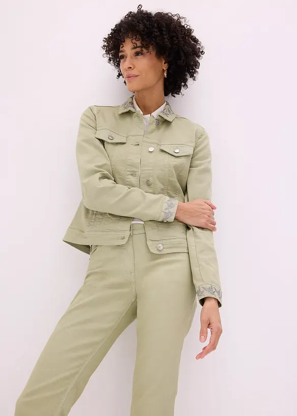 Veste en twill brod&eacute;e, bonprix