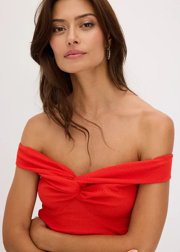 Haut &eacute;paules d&eacute;nud&eacute;es en cr&ecirc;pe textur&eacute;, bonprix