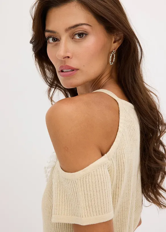 Strickshirt mit Spitze, bonprix