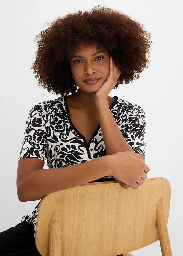 Blusenshirt mit tiefem Ausschnitt, bonprix