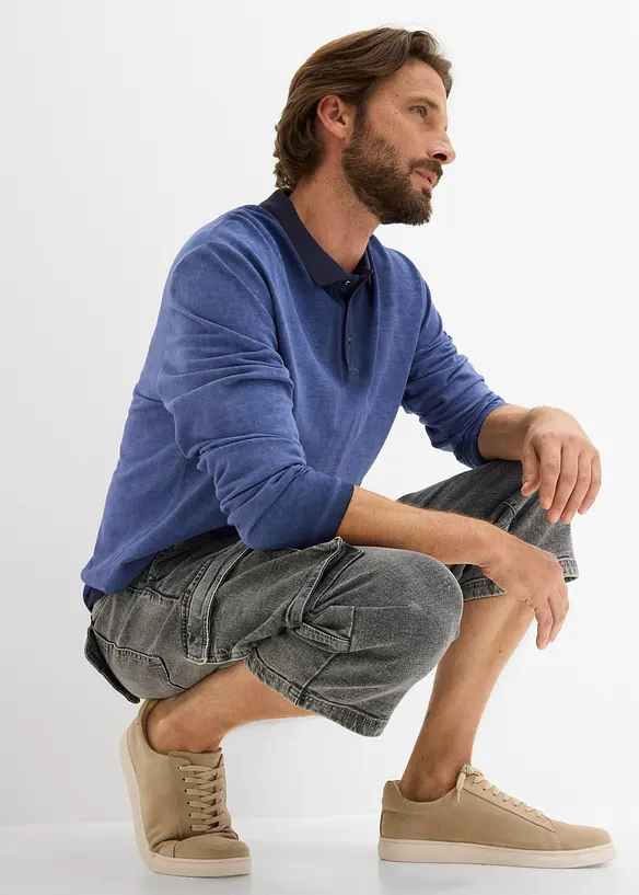 Jean 3/4 extensible avec poches cargo et ceinture, coupe loose, bonprix