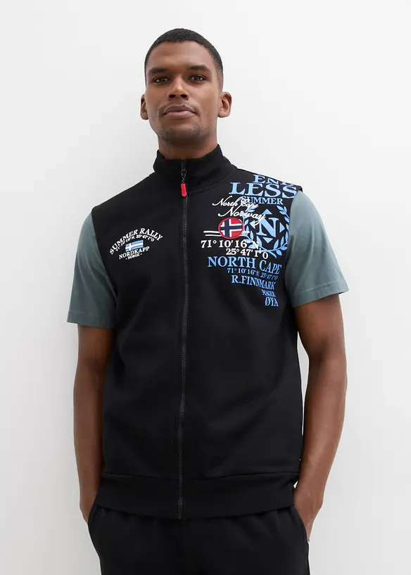 Sweat zipp&eacute; sans manches &agrave; col montant, bonprix