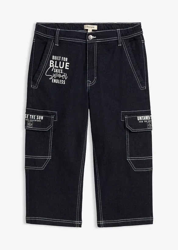 Jean cargo 3/4 regular &agrave; taille &eacute;lastiqu&eacute;e, bonprix