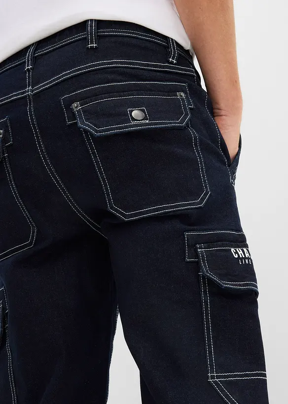 Jean cargo 3/4 regular &agrave; taille &eacute;lastiqu&eacute;e, bonprix