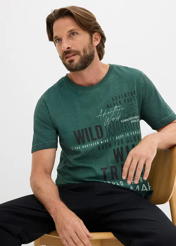 T-shirt aspect d&eacute;lav&eacute;, 100% coton, bonprix