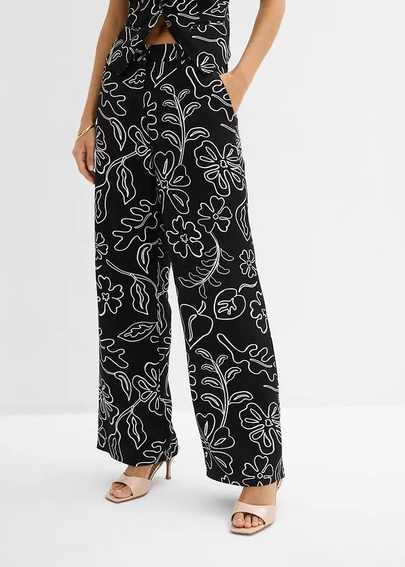 Pantalon large &agrave; pinces, bonprix
