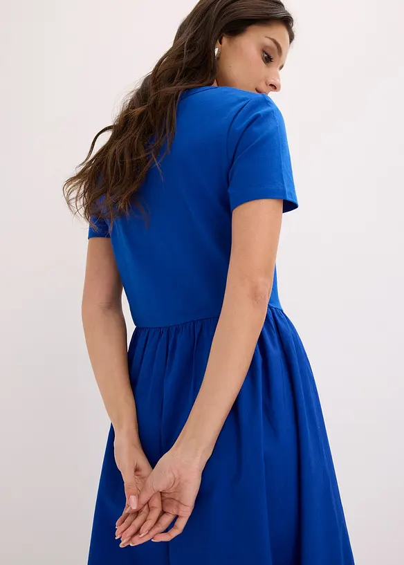 Jerseykleid mit Kurzarm und Taschen im Materialmix, bonprix
