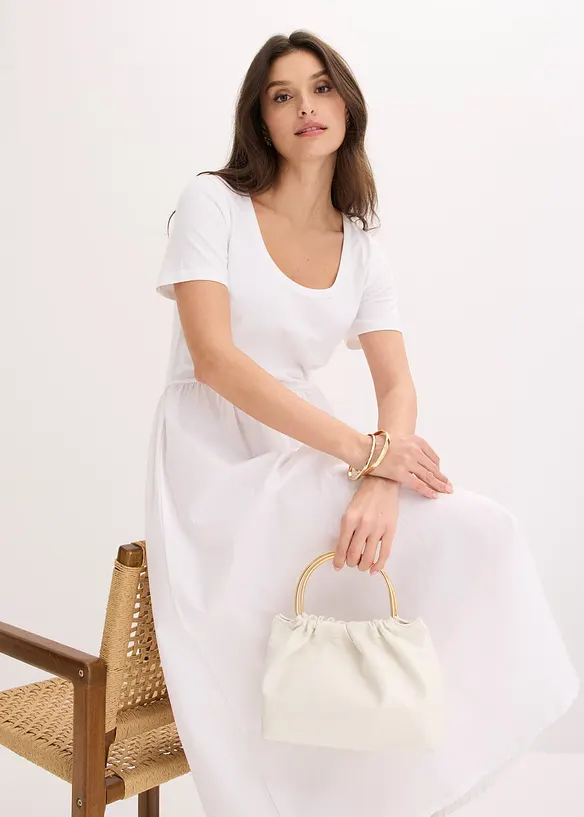 Jerseykleid mit Kurzarm und Taschen im Materialmix, bonprix