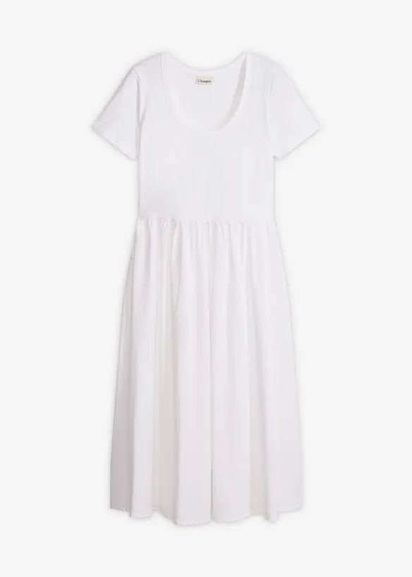 Jerseykleid mit Kurzarm und Taschen im Materialmix, bonprix