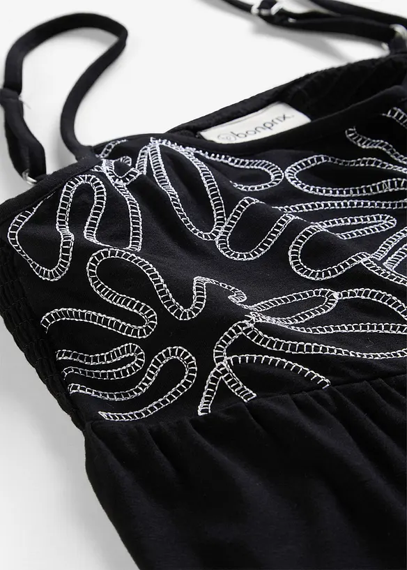 Top &agrave; bretelles spaghetti et broderies, bonprix