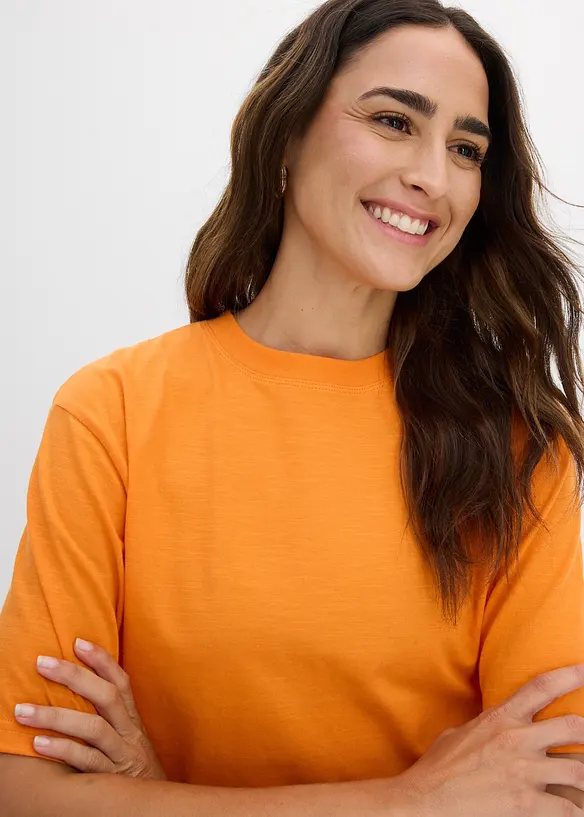 Lot de 2 T-shirts amples en fil flamm&eacute; 100% coton, bonprix