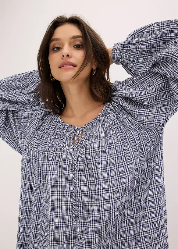 Blouse &agrave; carreaux en seersucker, bonprix