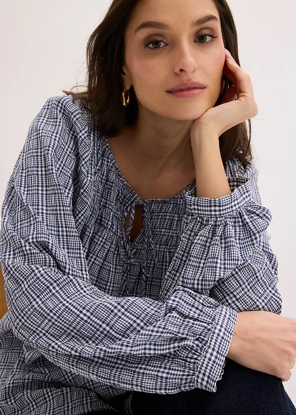 Blouse &agrave; carreaux en seersucker, bonprix