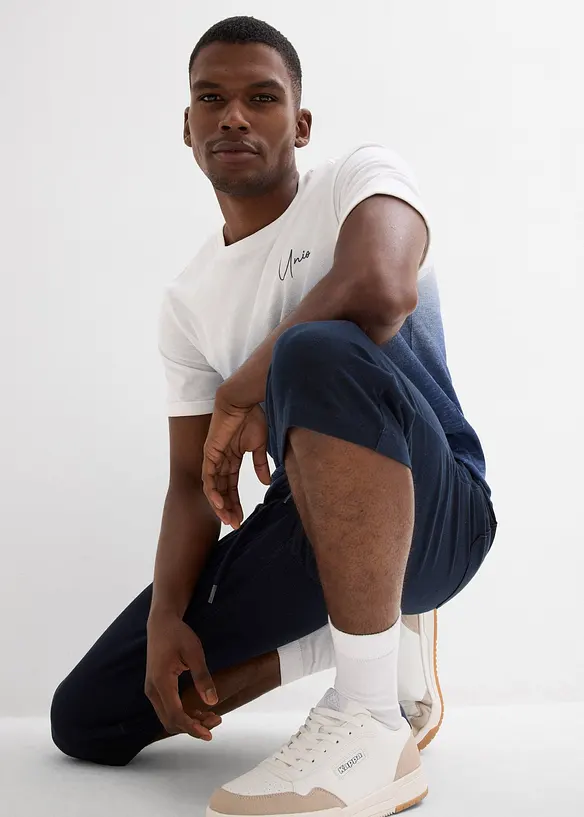 Bermuda sweat long &agrave; taille &eacute;lastiqu&eacute;e, aspect denim, bonprix