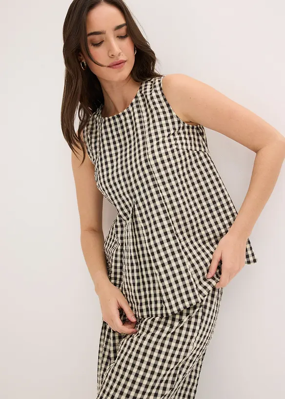 Top sans manches &agrave; carreaux, bonprix