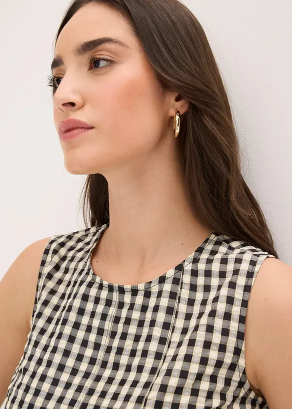 Top sans manches &agrave; carreaux, bonprix