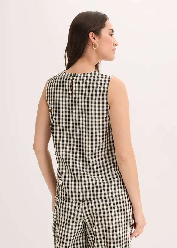 Top sans manches &agrave; carreaux, bonprix