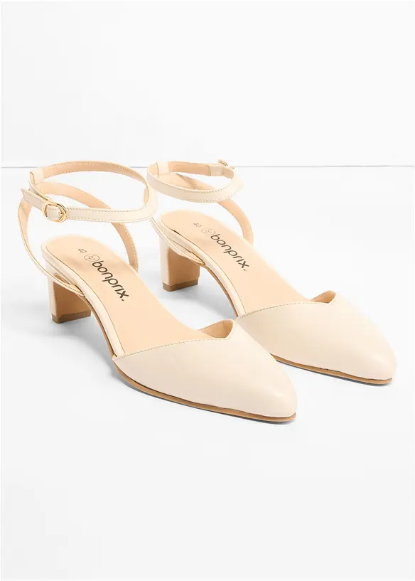 Escarpins &agrave; bride cheville et petit talon, bonprix