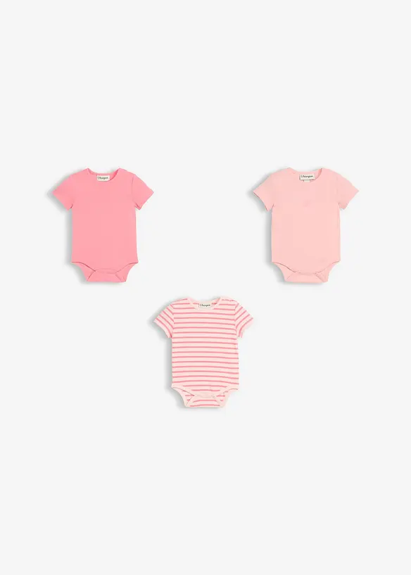 Lot de 3 bodys manches courtes en coton, bonprix