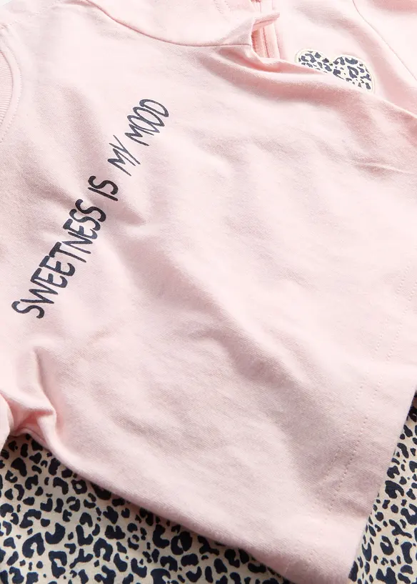 Sweat zipp&eacute;, T-shirt et legging en coton (ens. 3 pces), bonprix