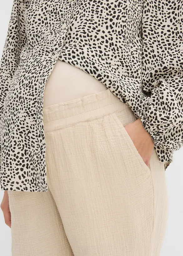 Umstandshose aus reinem Baumwoll-Musselin, Loose Fit, bonprix