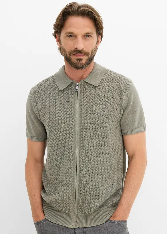 Polo zipp&eacute; en maille 100% coton, bonprix