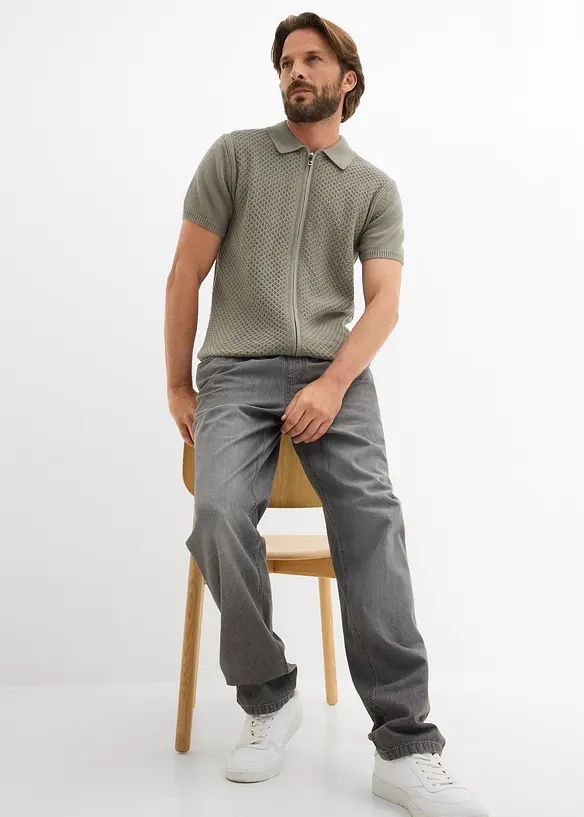 Polo zipp&eacute; en maille 100% coton, bonprix