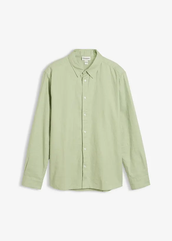 Chemise manches longues en lin m&eacute;lang&eacute; rafra&icirc;chissant, coupe moderne, bonprix