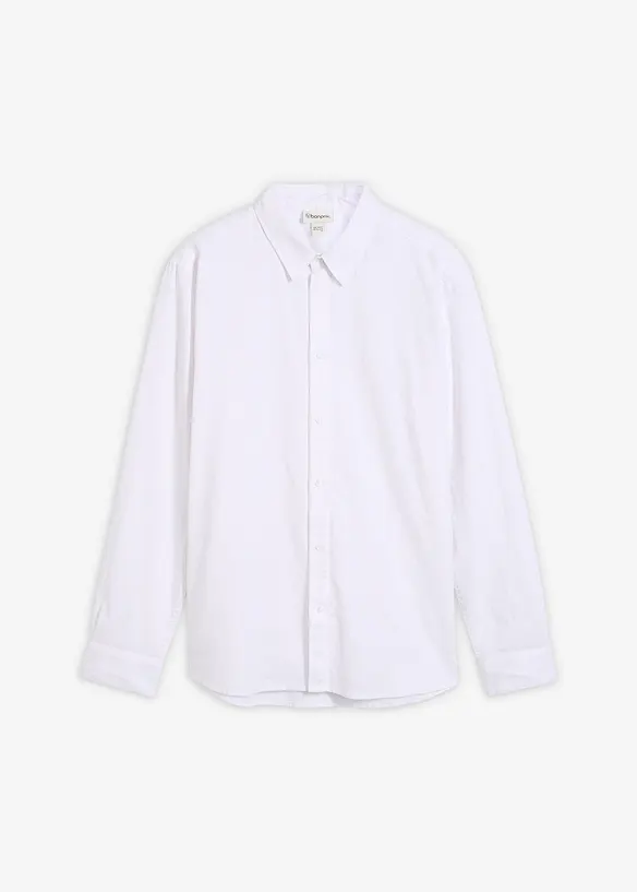 Chemise manches longues en lin m&eacute;lang&eacute; rafra&icirc;chissant, coupe moderne, bonprix