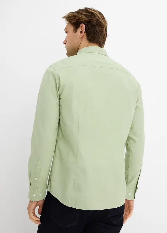 Chemise manches longues en lin m&eacute;lang&eacute; rafra&icirc;chissant, coupe moderne, bonprix