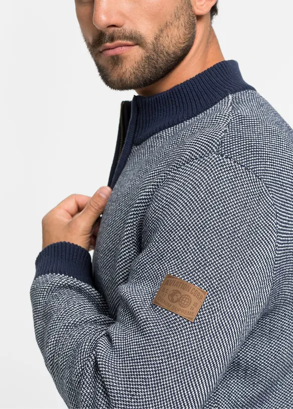 Gilet en maille 100% coton &agrave; col montant, bonprix