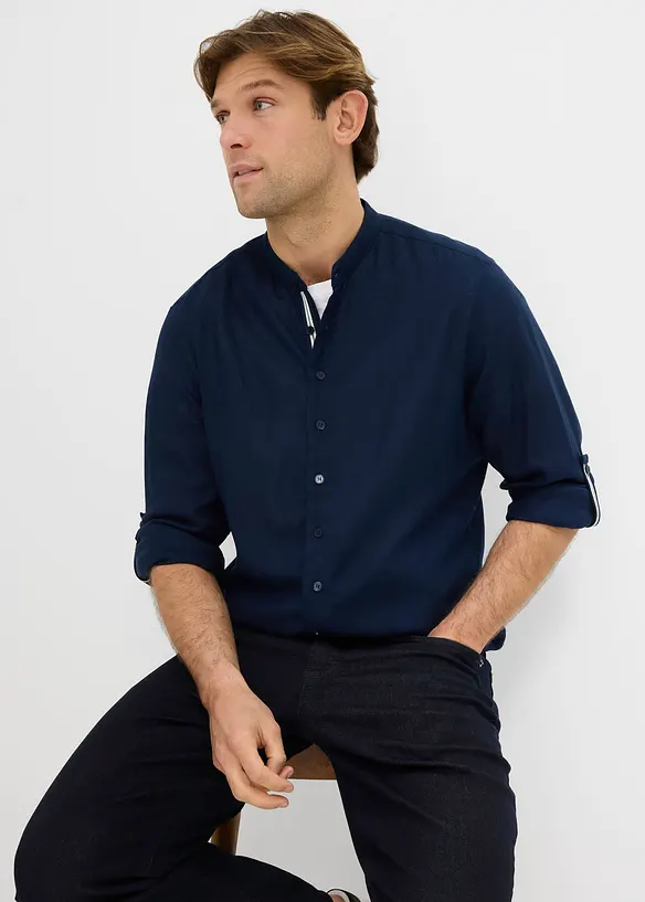 Chemise &agrave; manches longues retroussables en lin m&eacute;lang&eacute; pour une sensation de fra&icirc;cheur, bonprix